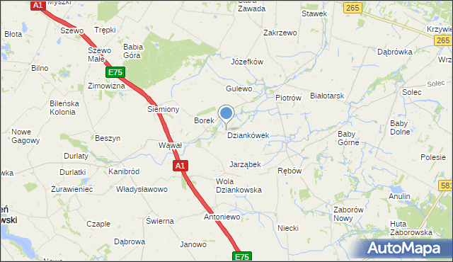 mapa Dziankówek, Dziankówek na mapie Targeo